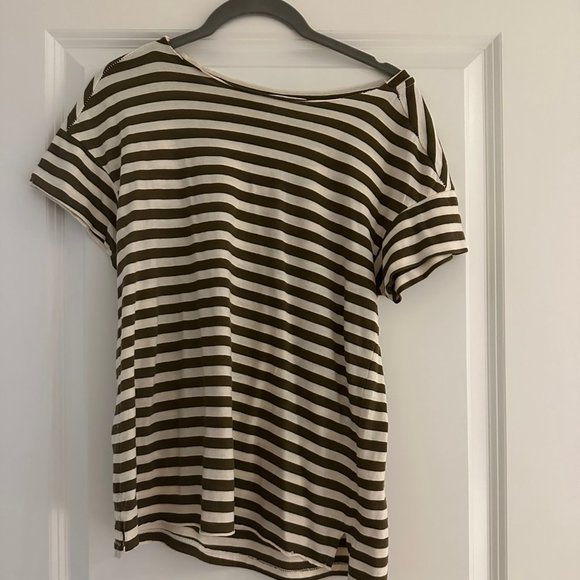 Stateside XS Striped Mustard/White T-Shirt (Anthropologie) - Picture 1 of 3